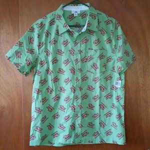 Disney Pixar NWT Green Pizza Planet Button Down Men's M